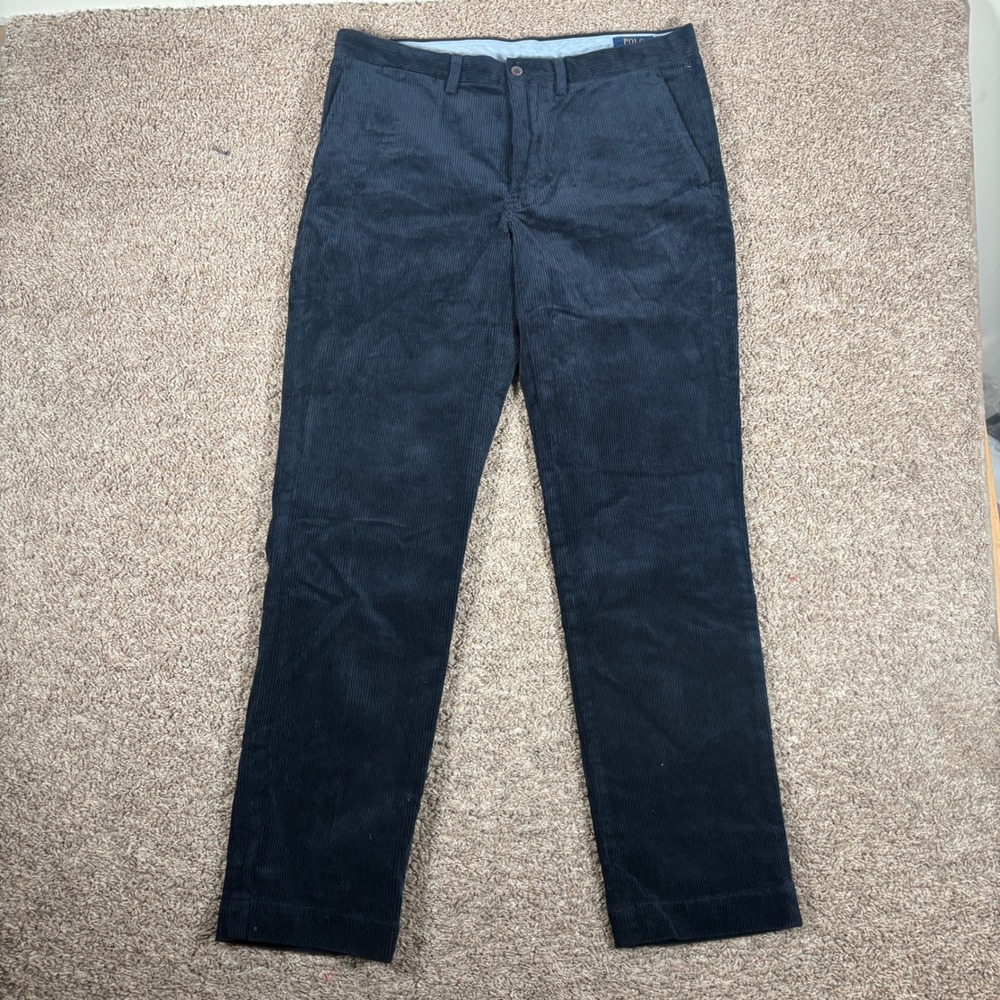 Polo Ralph Lauren Mens The Bedford Navy Blue Corduroy Chino Pants 34x32